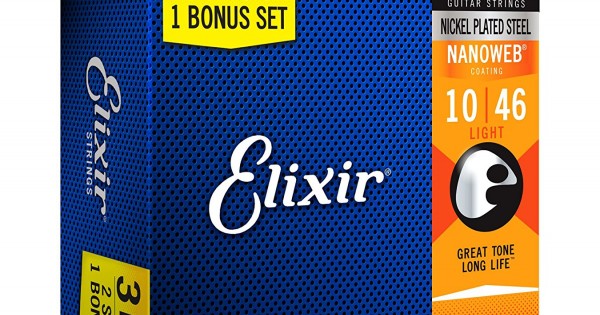 Elixir Nanoweb Electric Guitar Strings, Light (10-46) 3-Pack